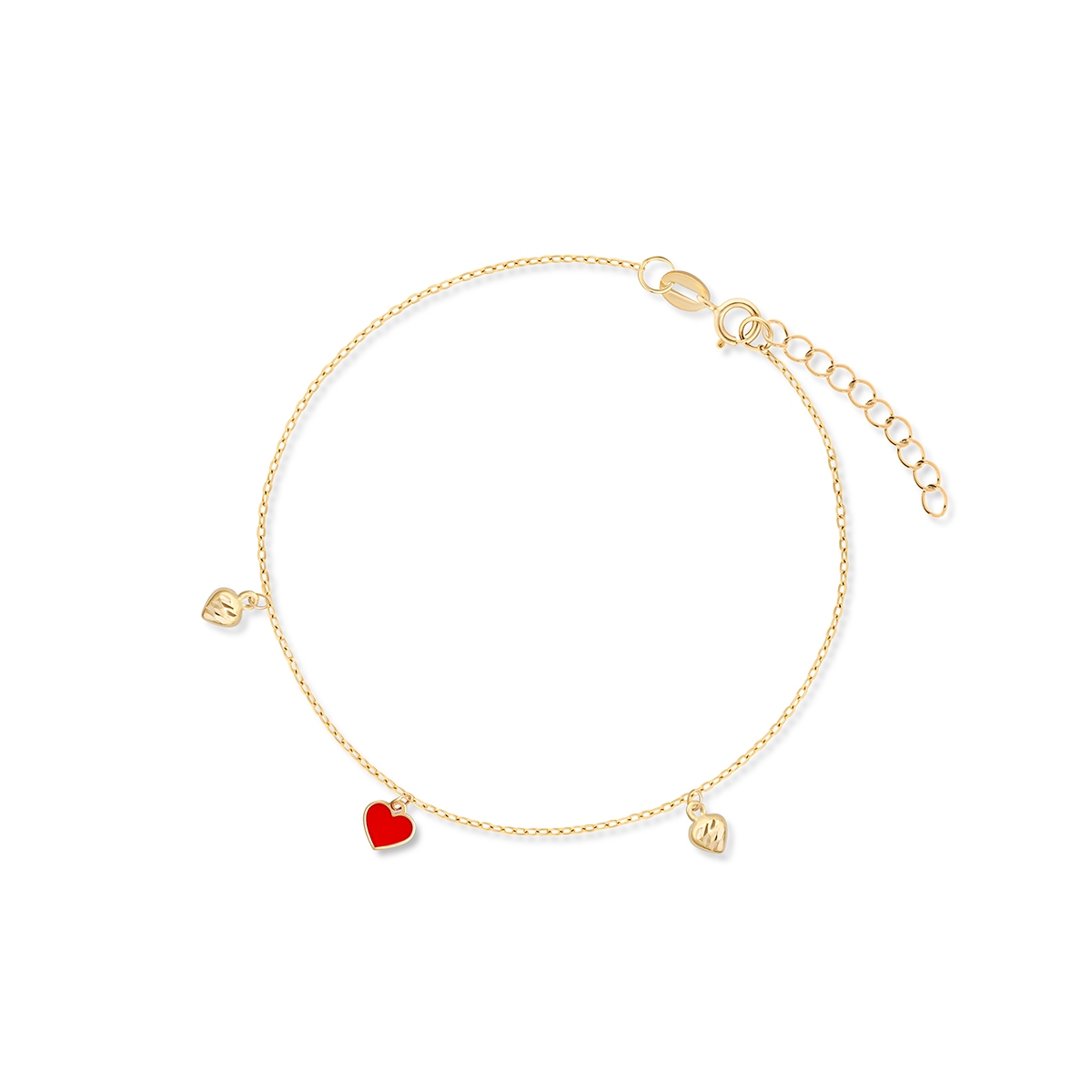 Bransoleta złota z czerwonym sercem