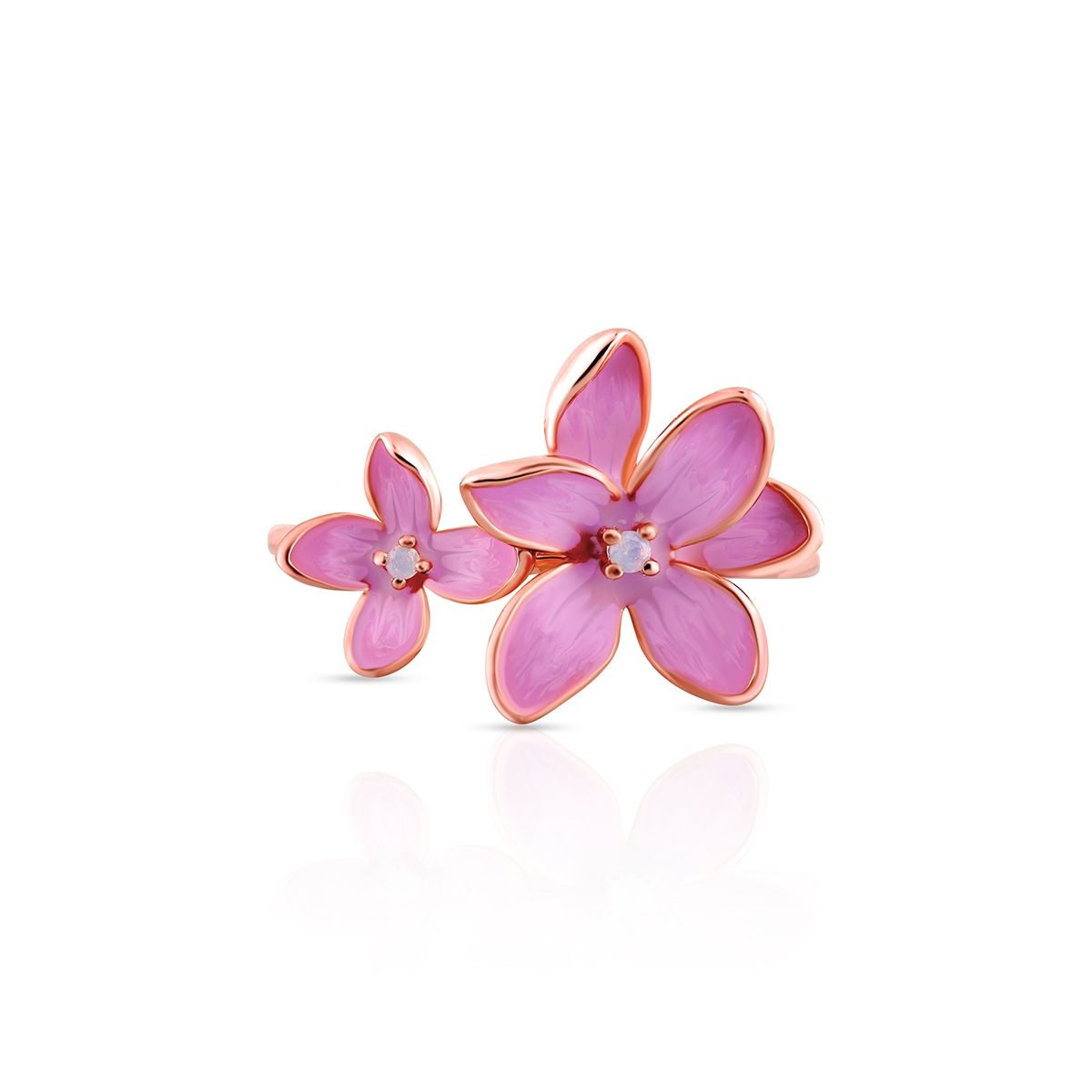 Pierścionek srebrny Kwiaty Nocy Różowy Bez