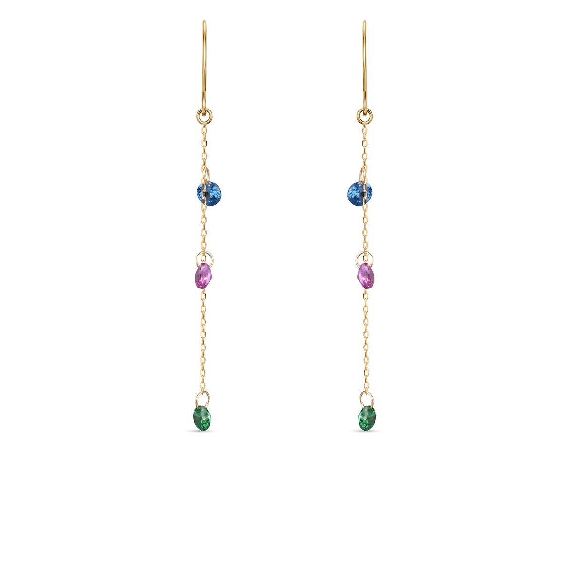 Kolczyki złote z kolorowymi cyrkoniami