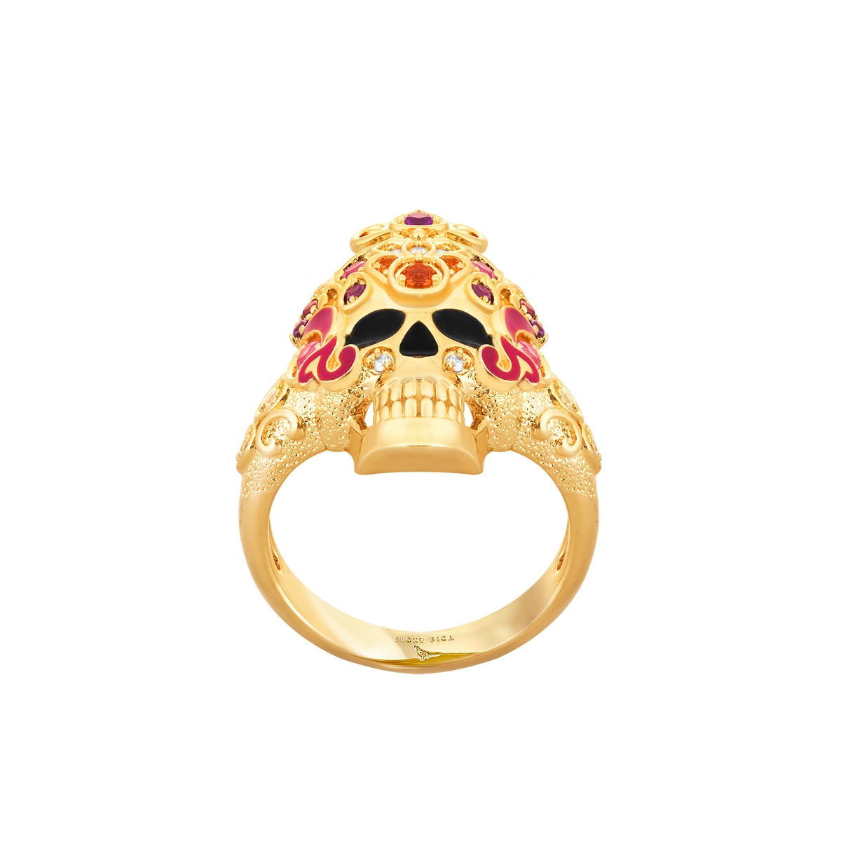 Pierścionek z motywem kolorowej czaszki Wonderland