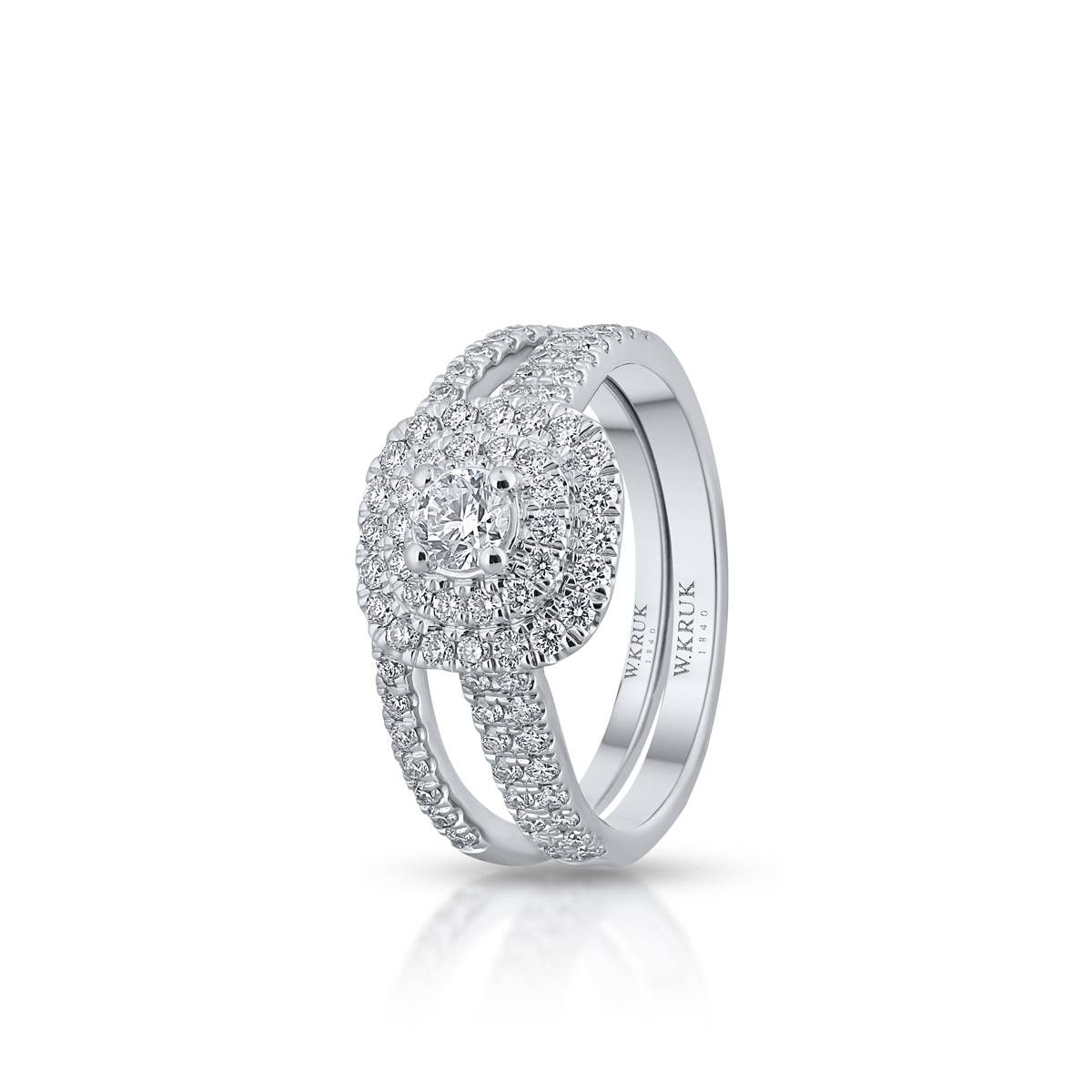 Pierścionek białe złoto z brylantami