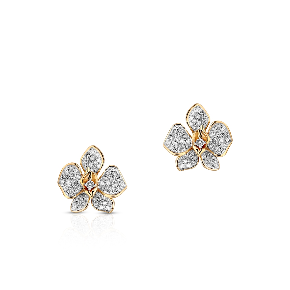 Kolczyki złote orchidee Kwiaty Nocy