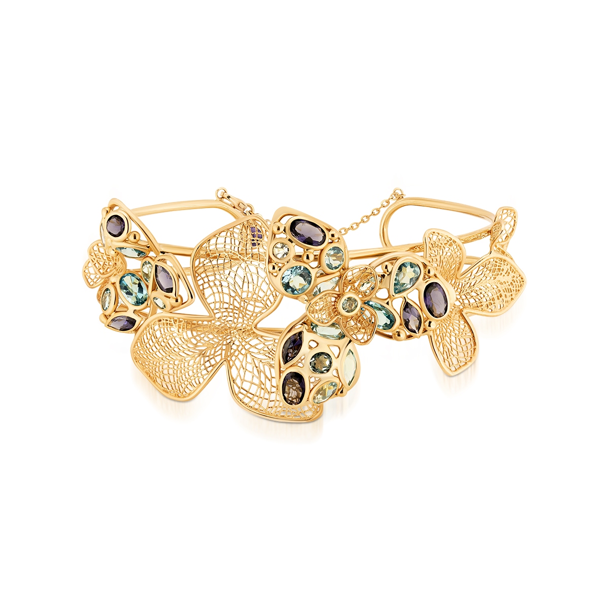 Bransoleta złota z motywem kwiatowym