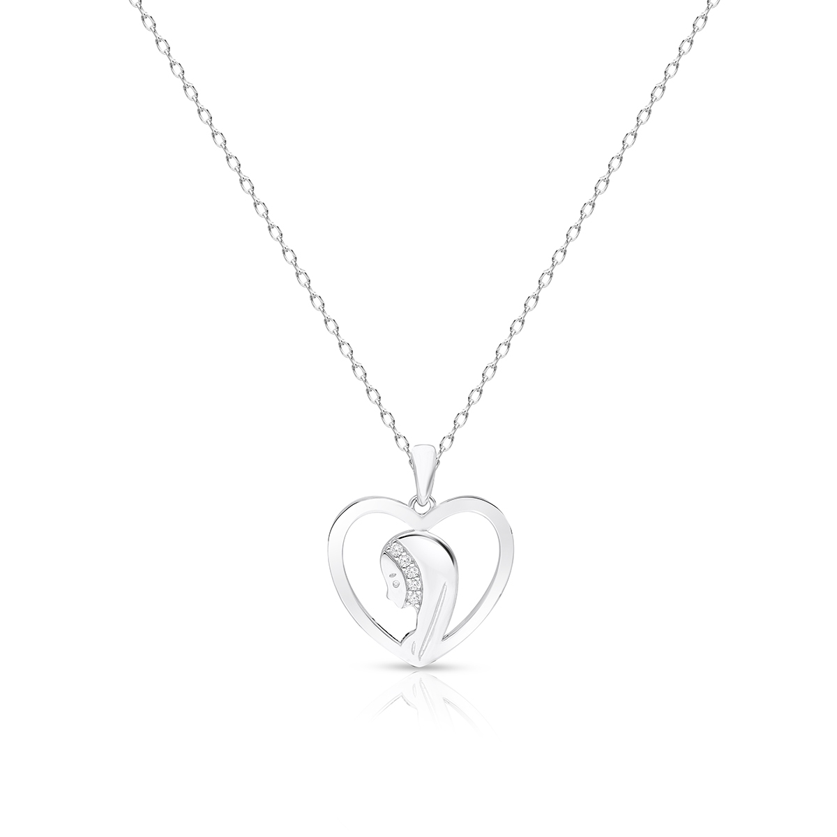 Wisiorek srebrny z cyrkoniami serce