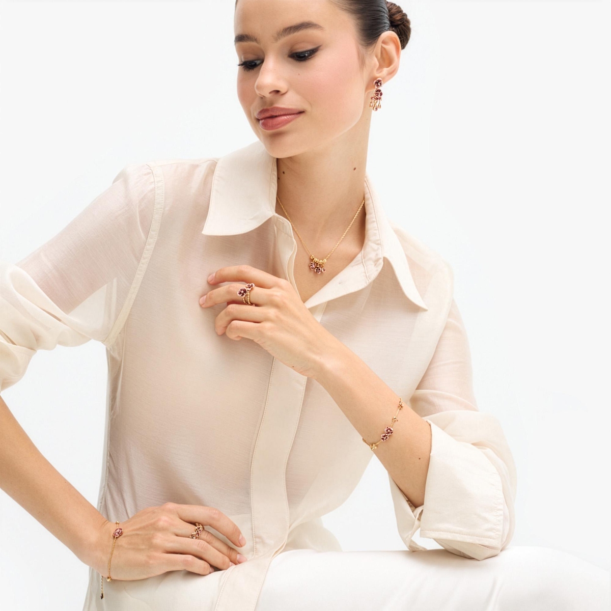 Pierścionek srebrny Kwiaty Nocy Bratki