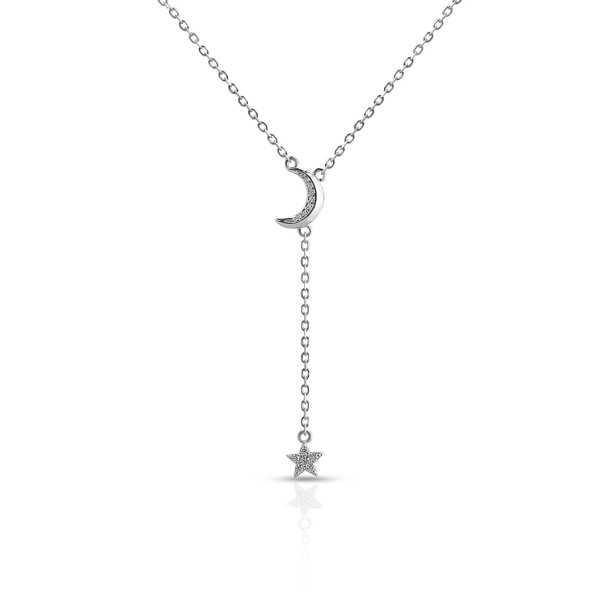 Naszyjnik srebrny krawatka z cyrkoniami