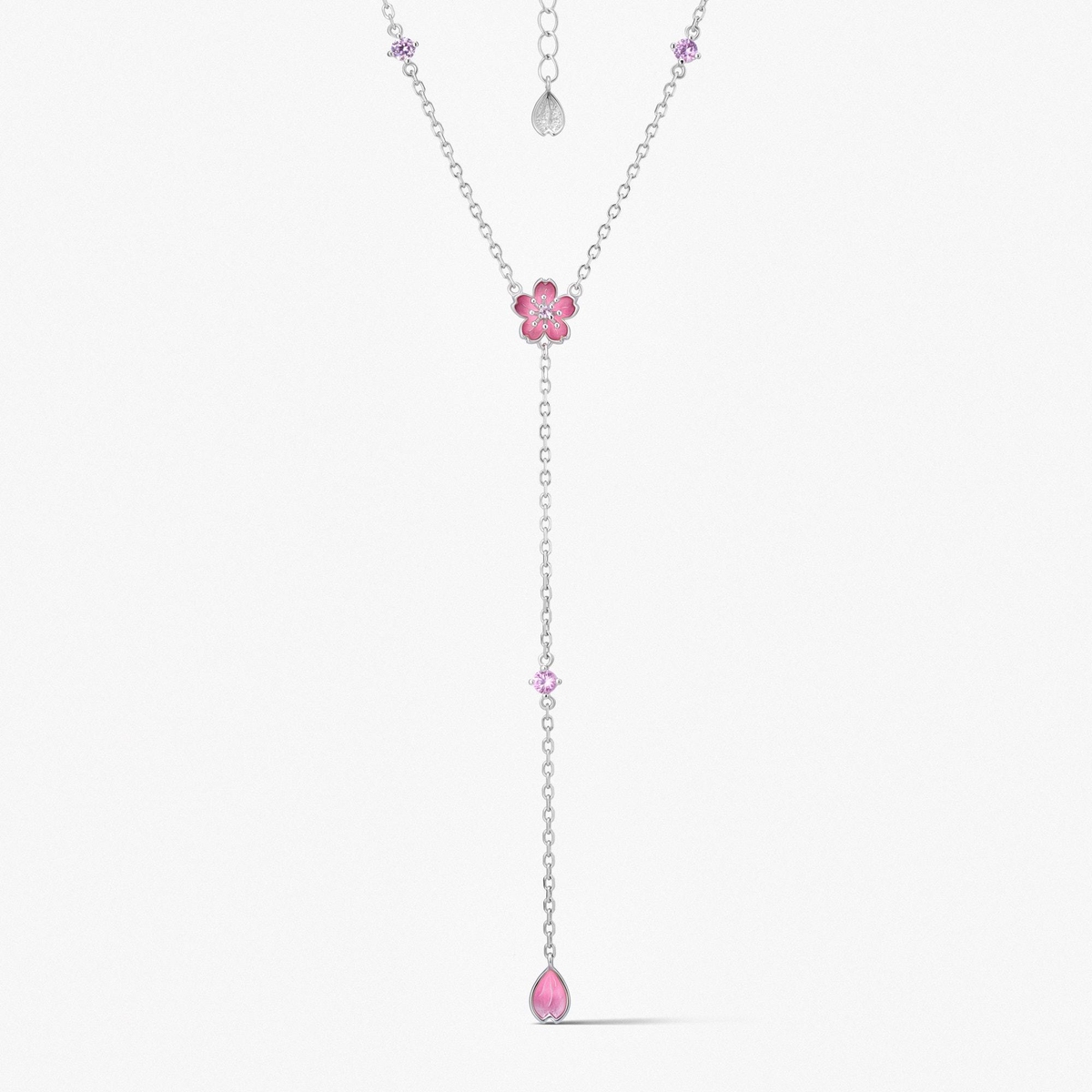 Naszyjnik srebrny Kwiaty Nocy Wiśnia