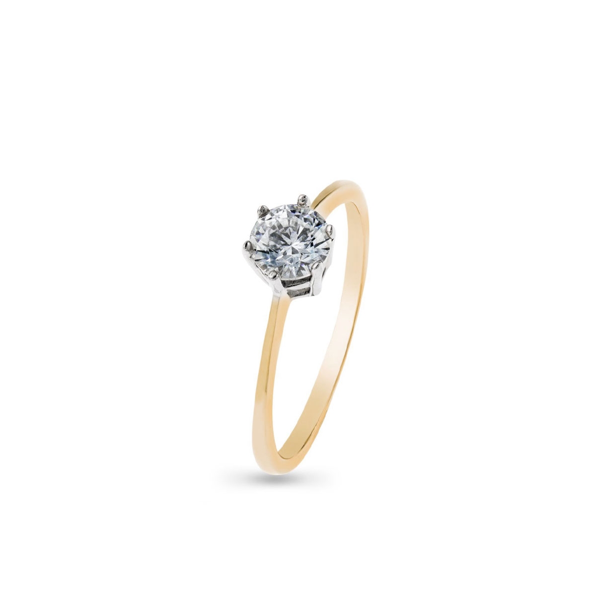 Pierścionek złoty bicolor z cyrkonią