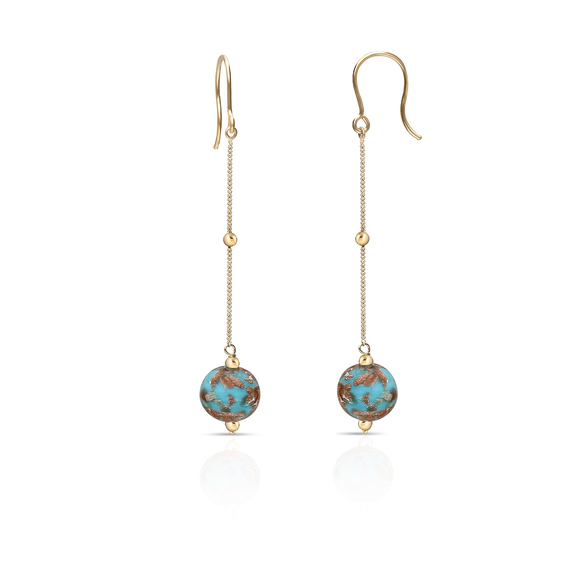 Kolczyki złote ze szkłem Murano