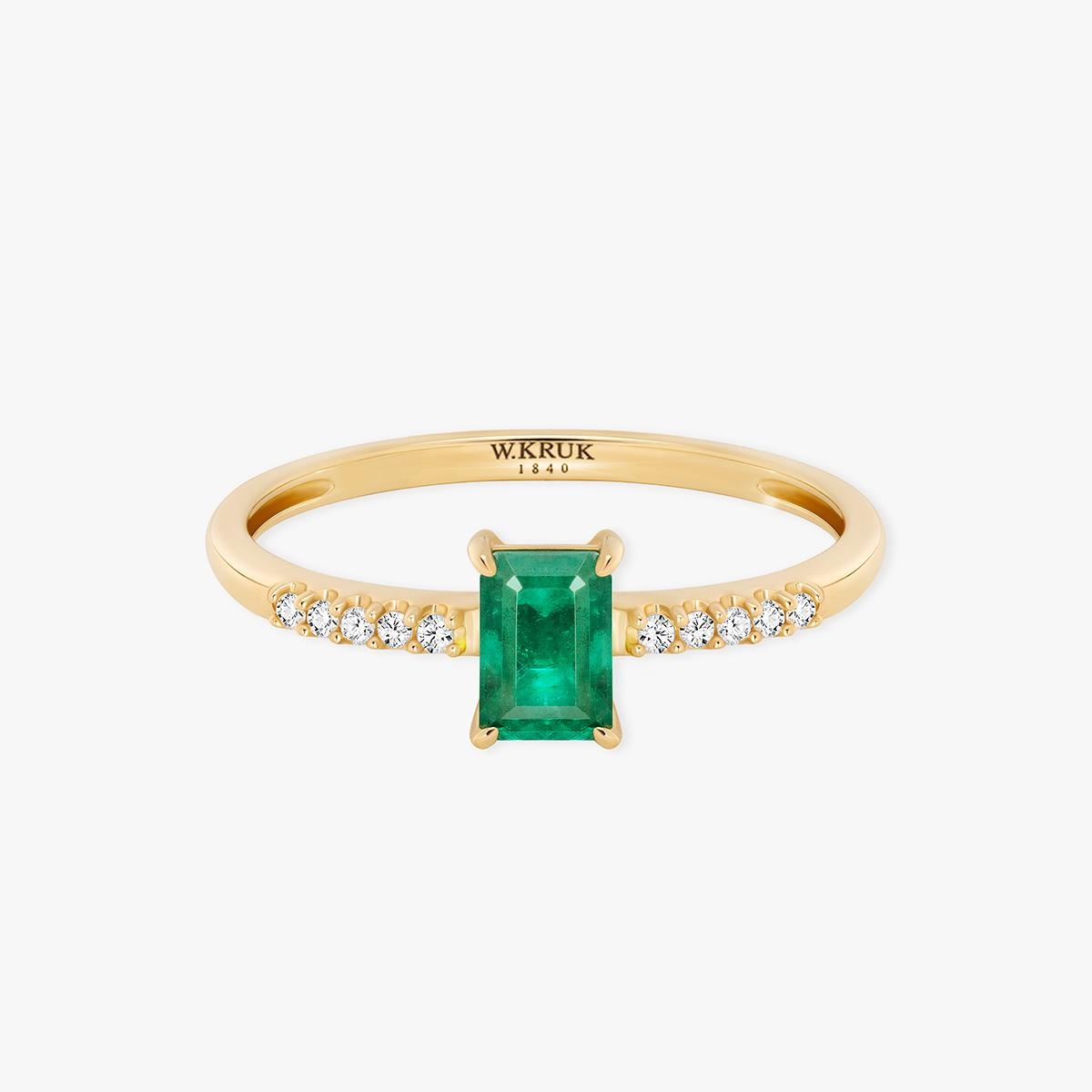 Pierścionek złoty ze szmaragdem TRIO