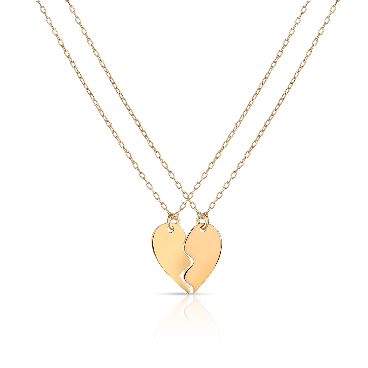 Naszyjnik srebrny pozłacany dwie połówki serca