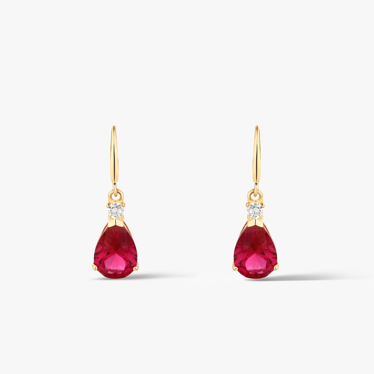 Kolczyki złote z czerwoną cyrkonią