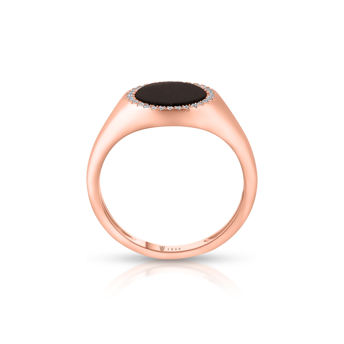 Pierścionek złoty z diamentami i onyksem