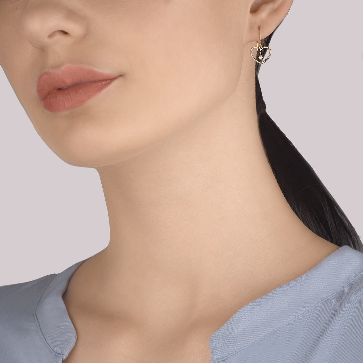 Kolczyki złote serca z cyrkoniami