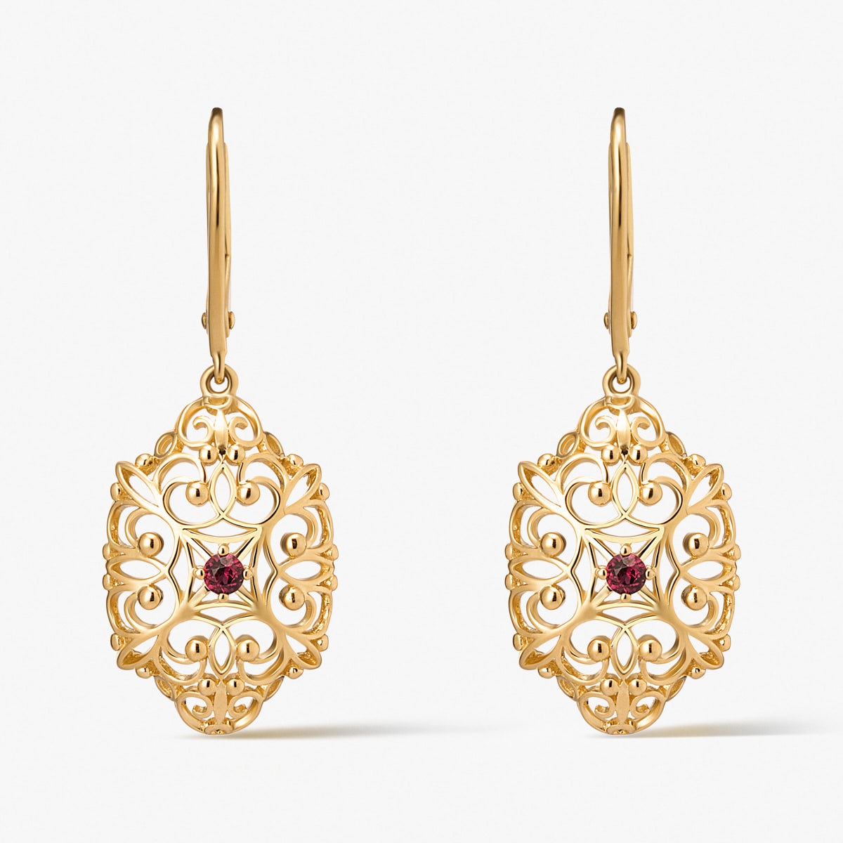 Kolczyki złote z rodolitem Royal Star