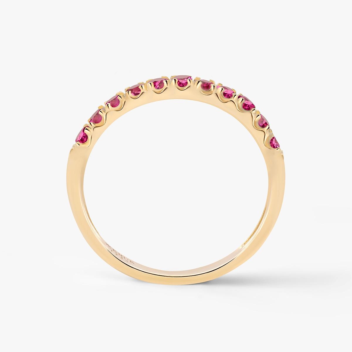 Pierścionek złoty z rubinami TRIO