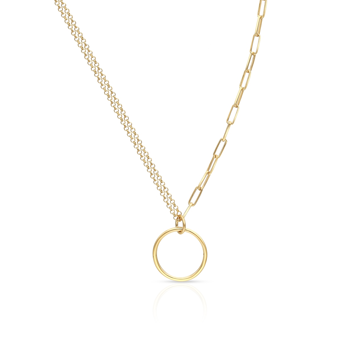 Naszyjnik srebrny pozłacany paper clip