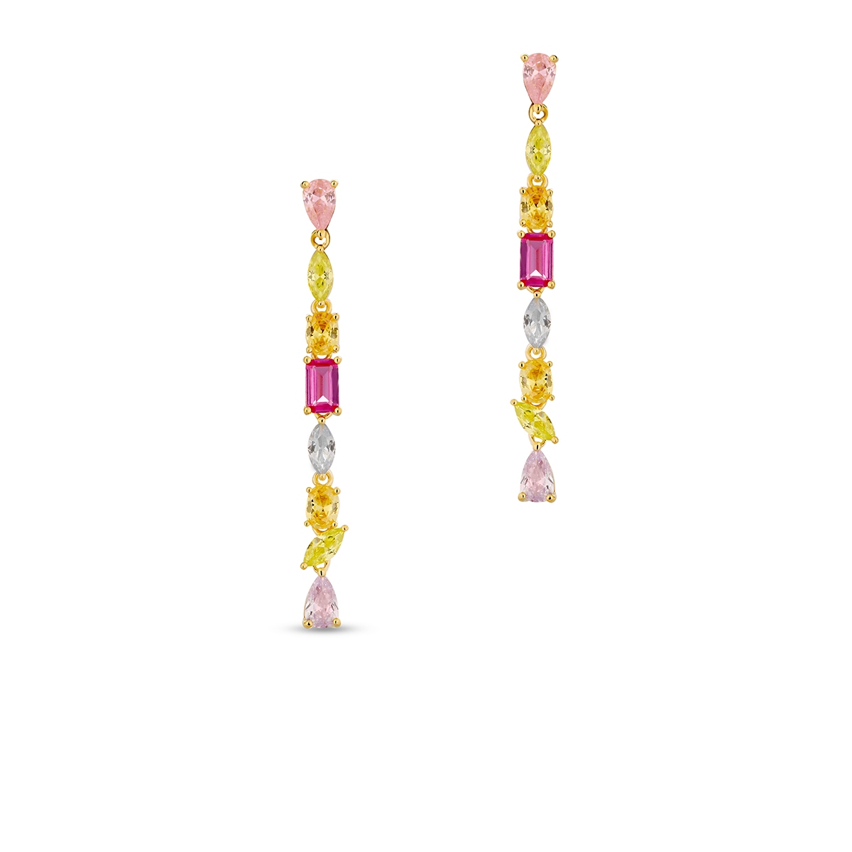 Kolczyki srebrne z kolorowymi kamieniami Mozaika