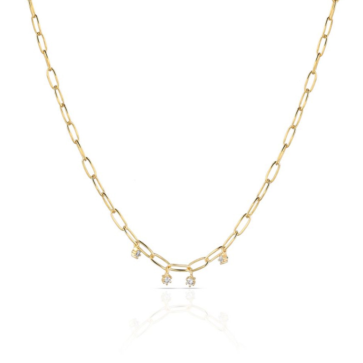 Naszyjnik srebrny pozłacany z cyrkoniami