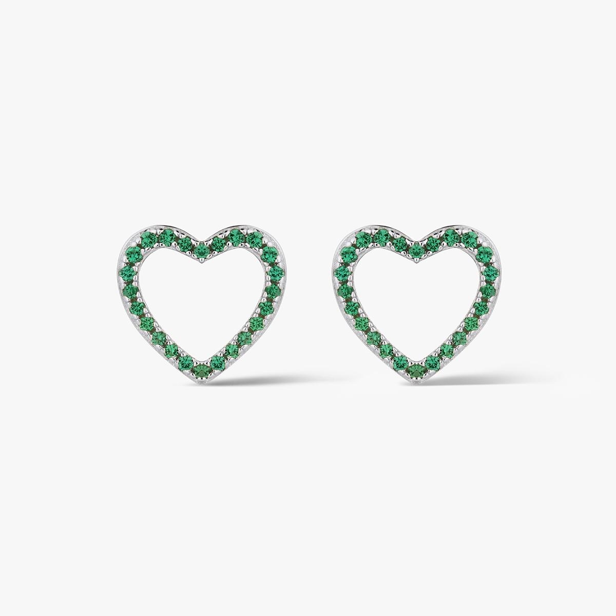 Kolczyki srebrne serca z cyrkoniami