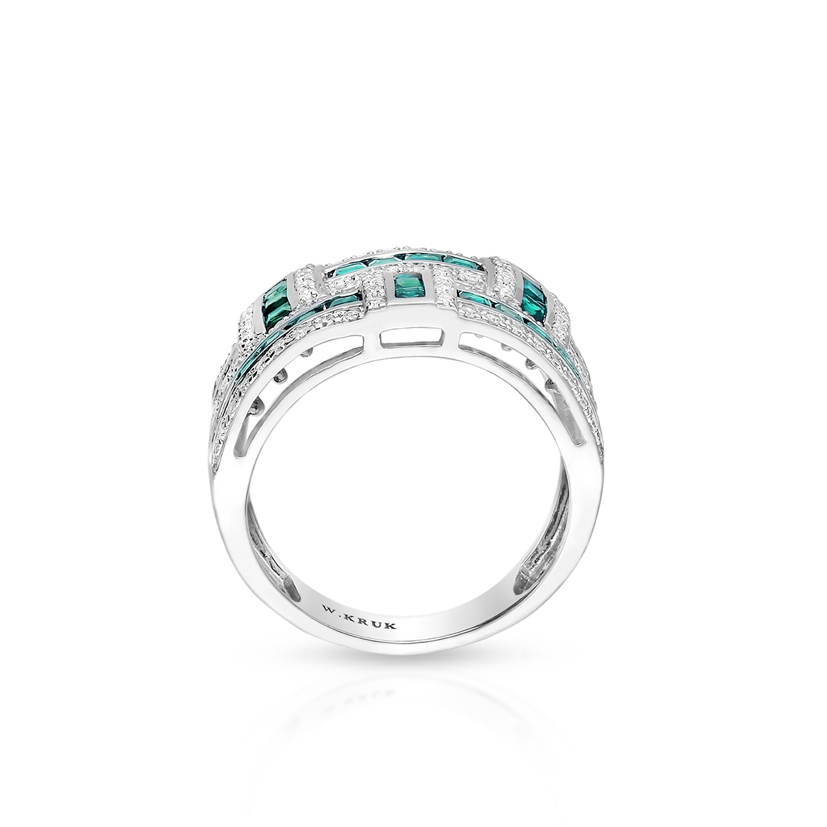 Pierścionek białe złoto z kamieniami szlachetnymi