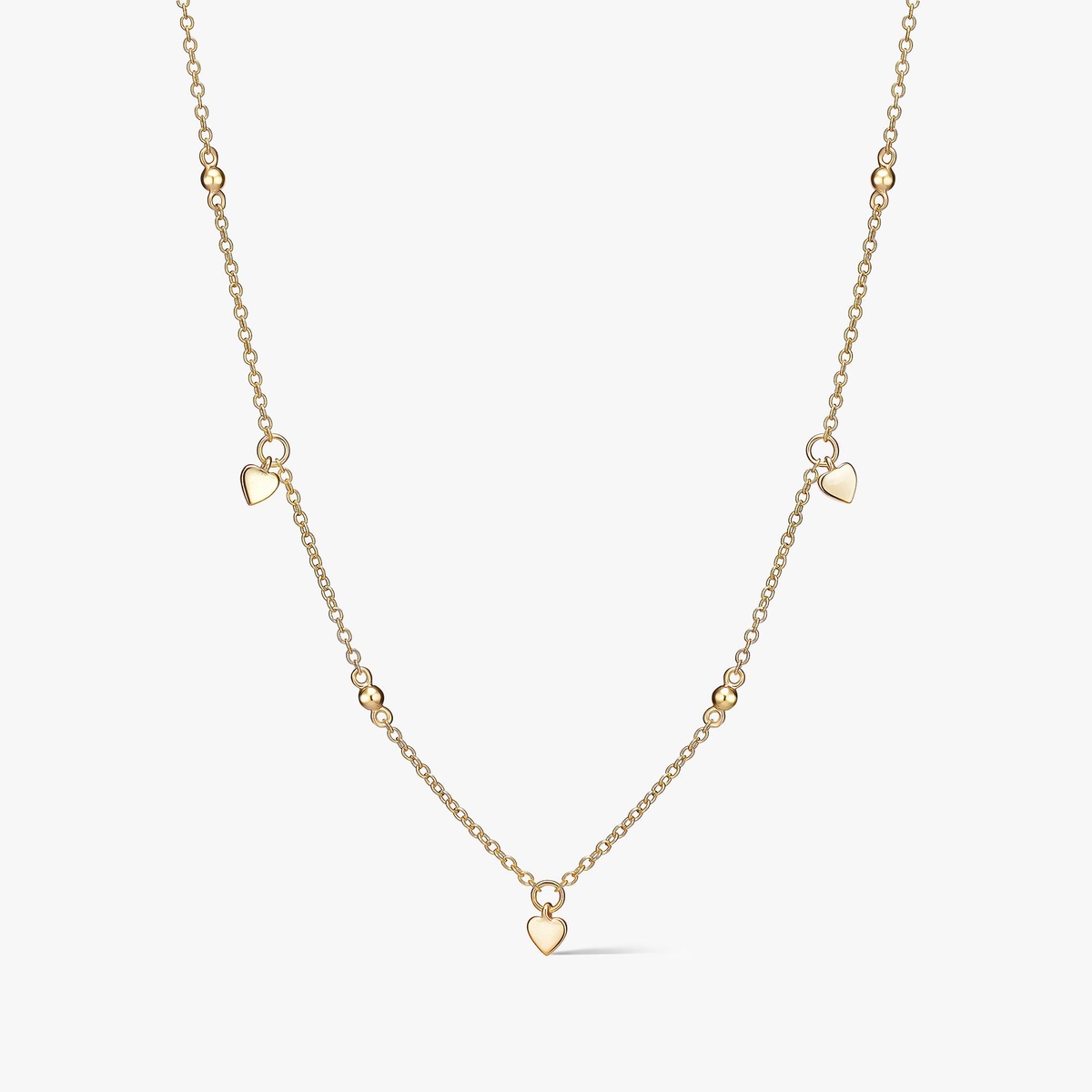 Naszyjnik srebrny pozłacany z serduszkami