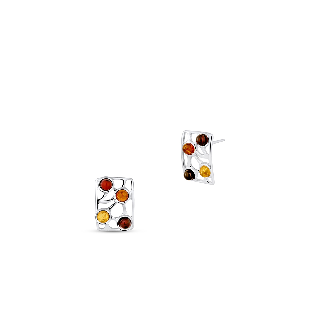 Kolczyki srebrne z bursztynami