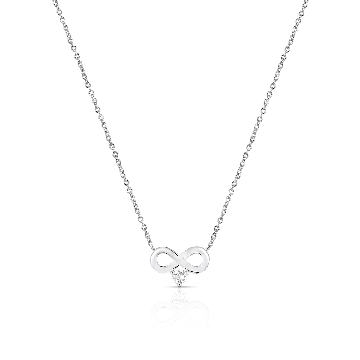 Naszyjnik srebrny nieskończoność z cyrkonią