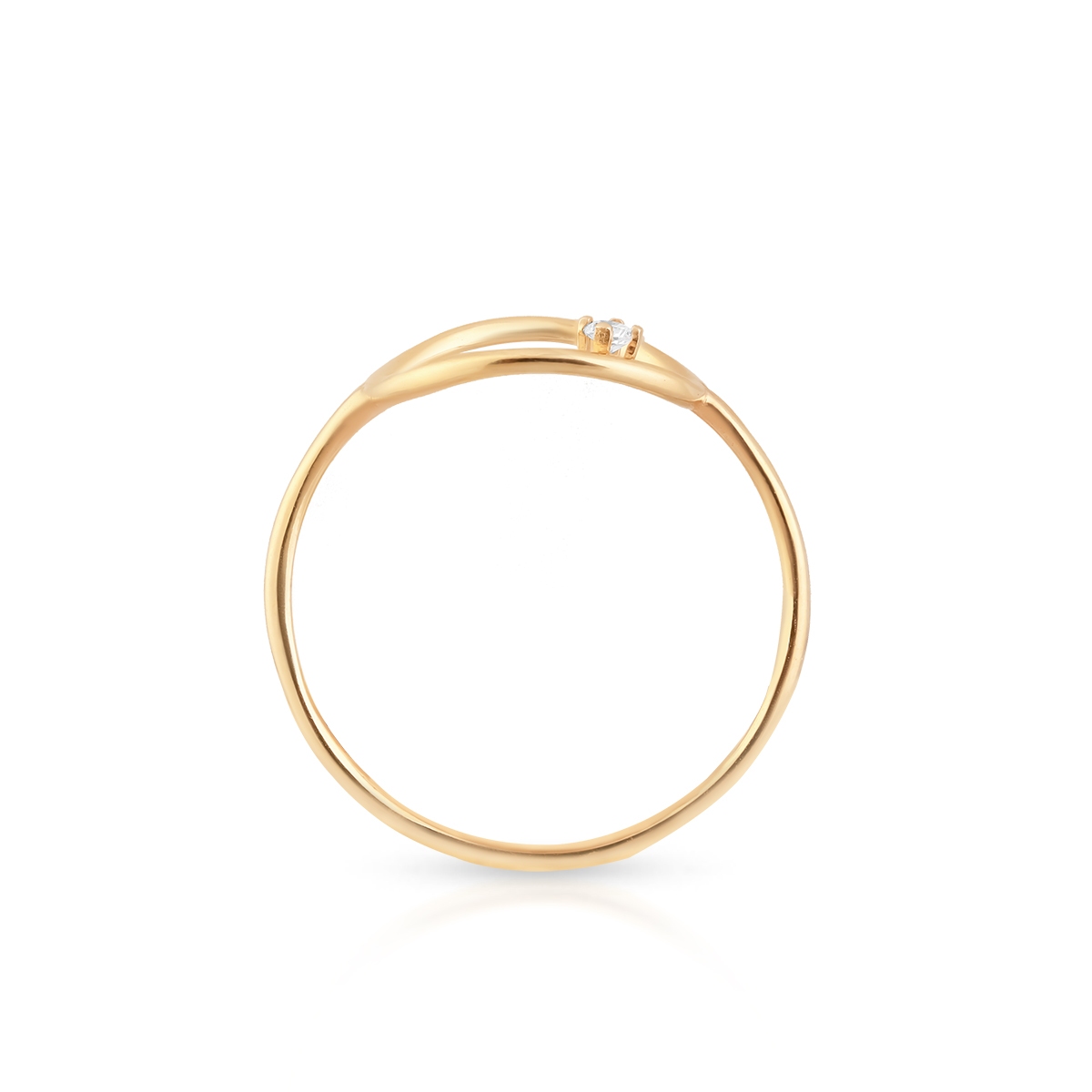 Pierścionek złoty z białą cyrkonią