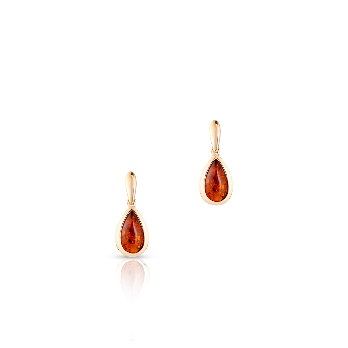 Kolczyki złote z bursztynem