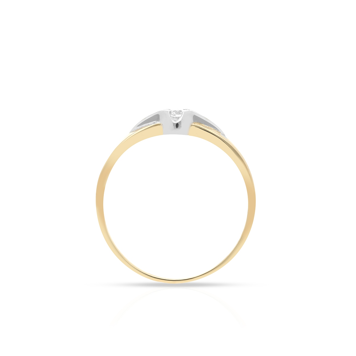 Pierścionek złoty bicolor z brylantem