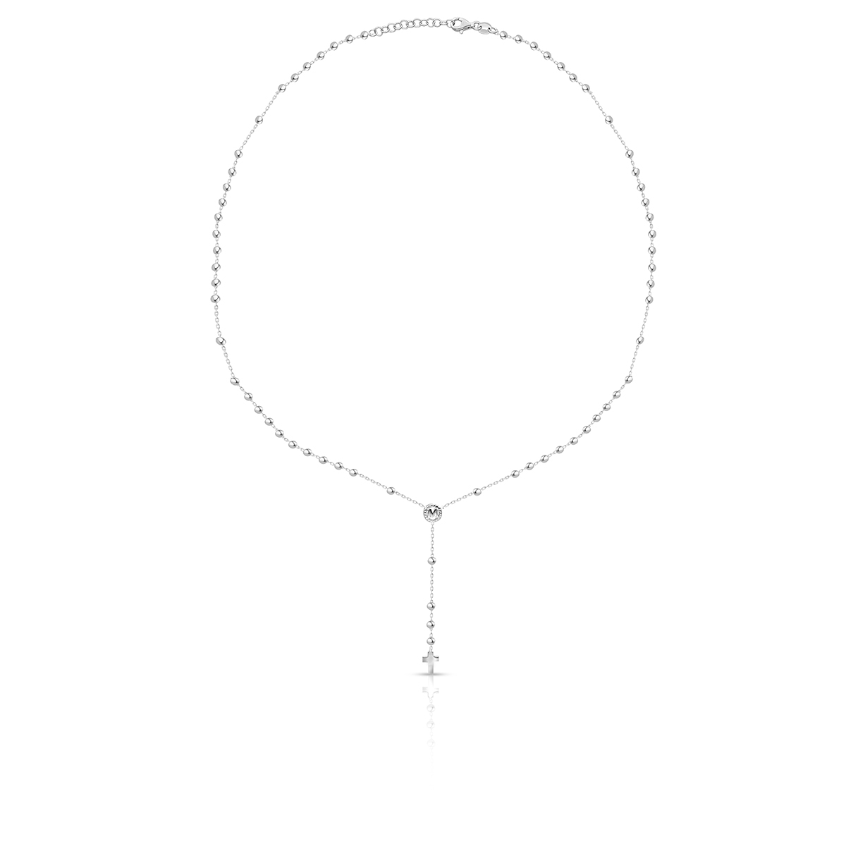 Naszyjnik srebrny z kulkami krzyżyk
