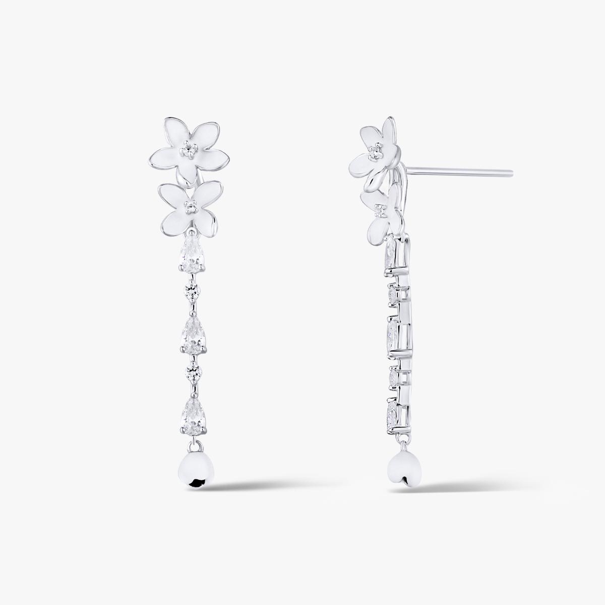 Kolczyki srebrne Kwiaty Nocy Biały Bez