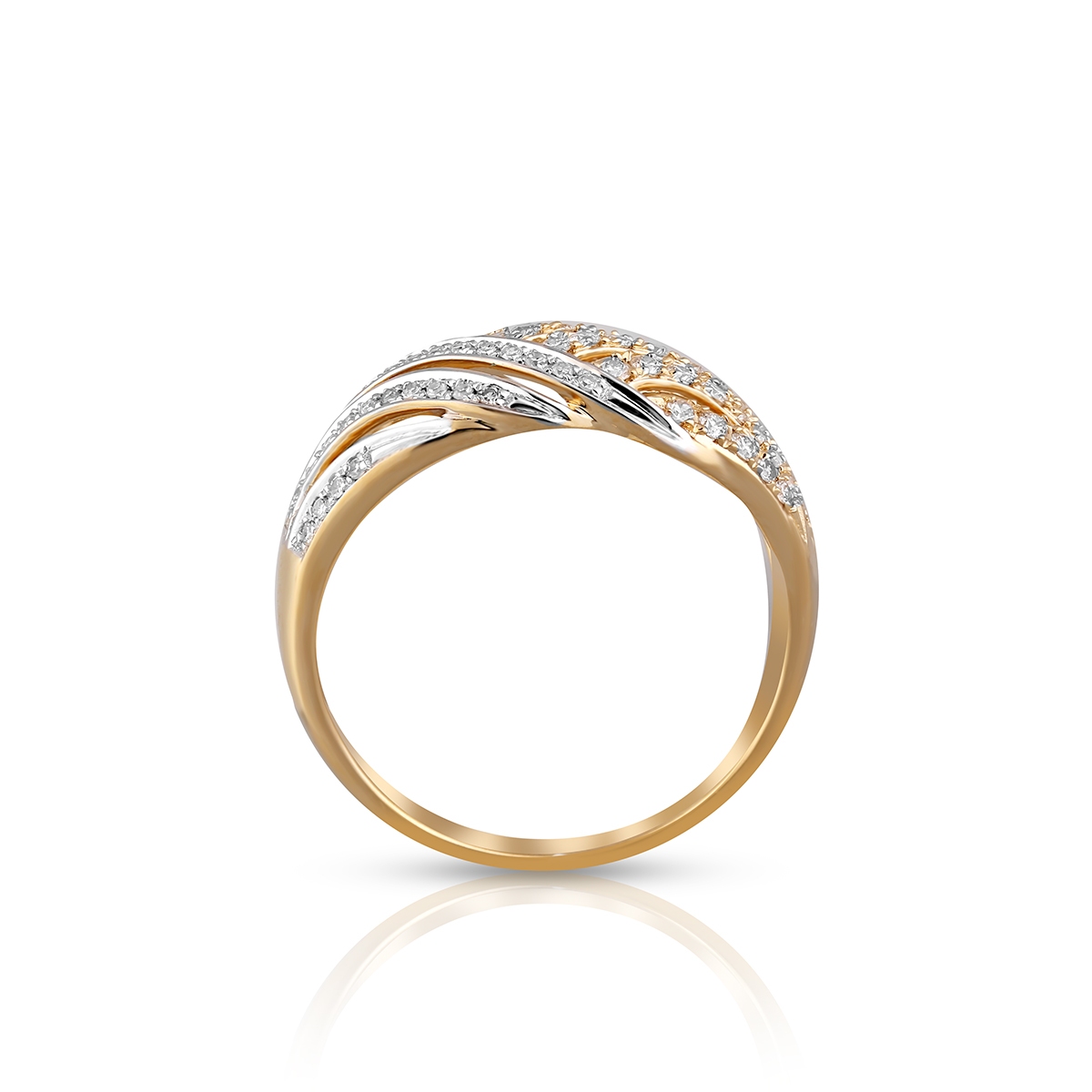 Pierścionek złoty bicolor z diamentami