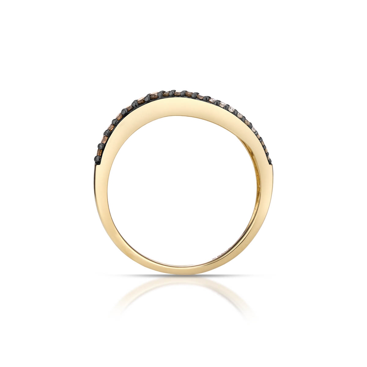 Pierścionek złoty z brązowymi diamentami Karmelowa