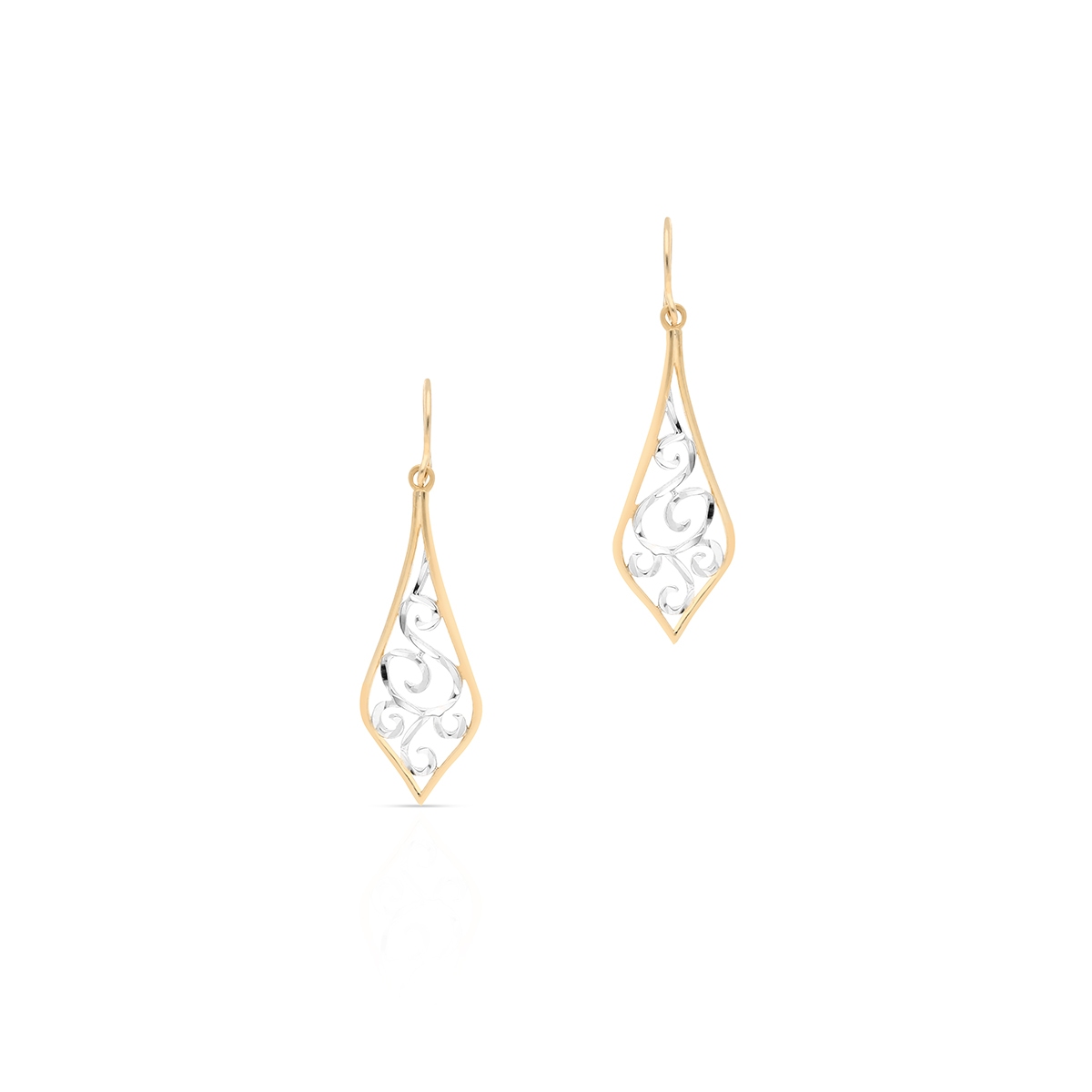 Kolczyki złote bicolor ażurowe