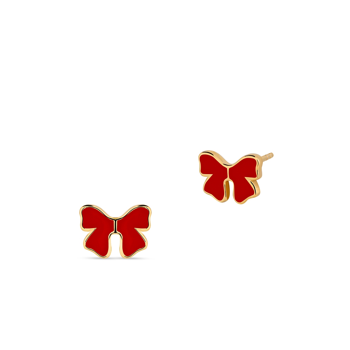 Kolczyki srebrne czerwone kokardy