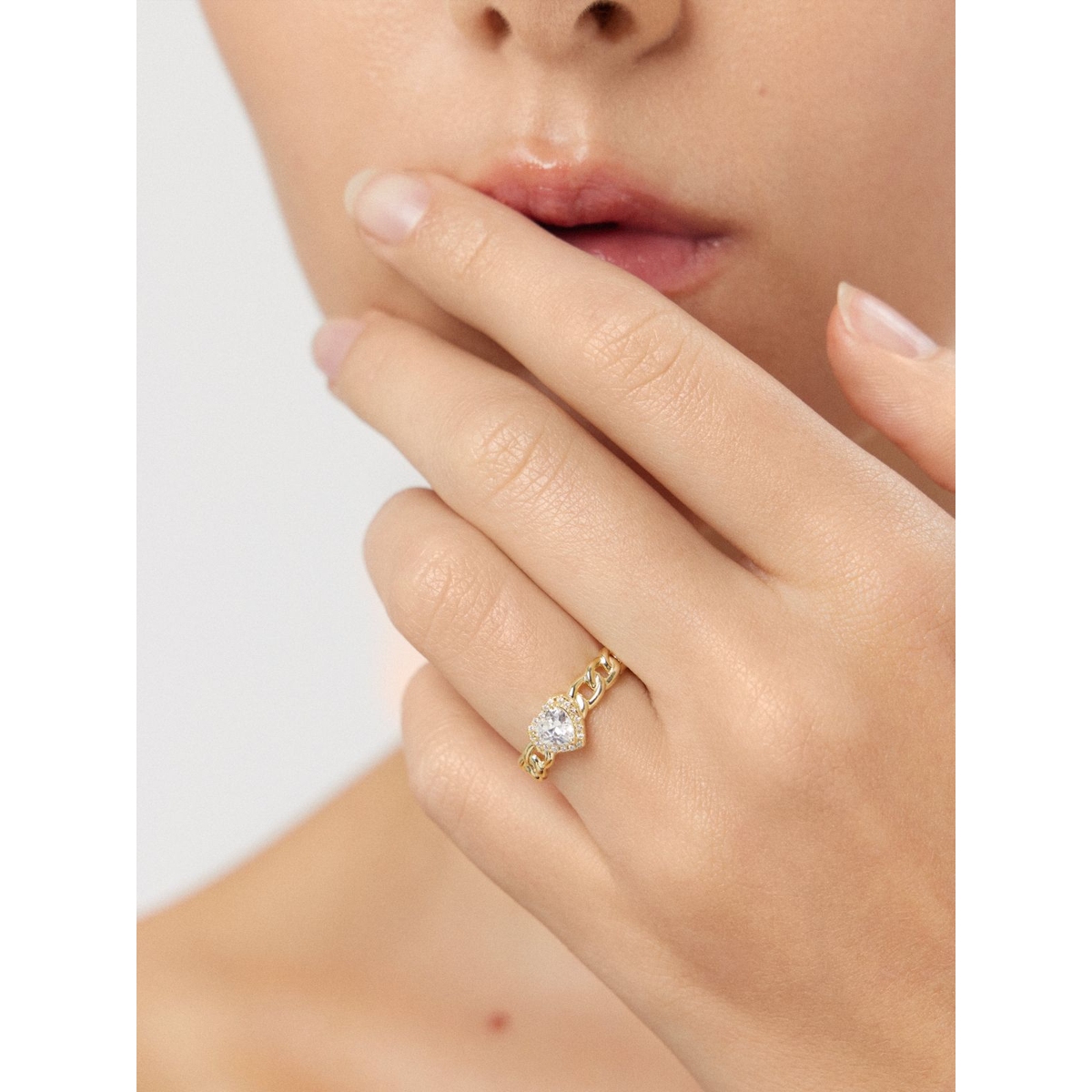 Pierścionek srebrny pozłacany z sercem