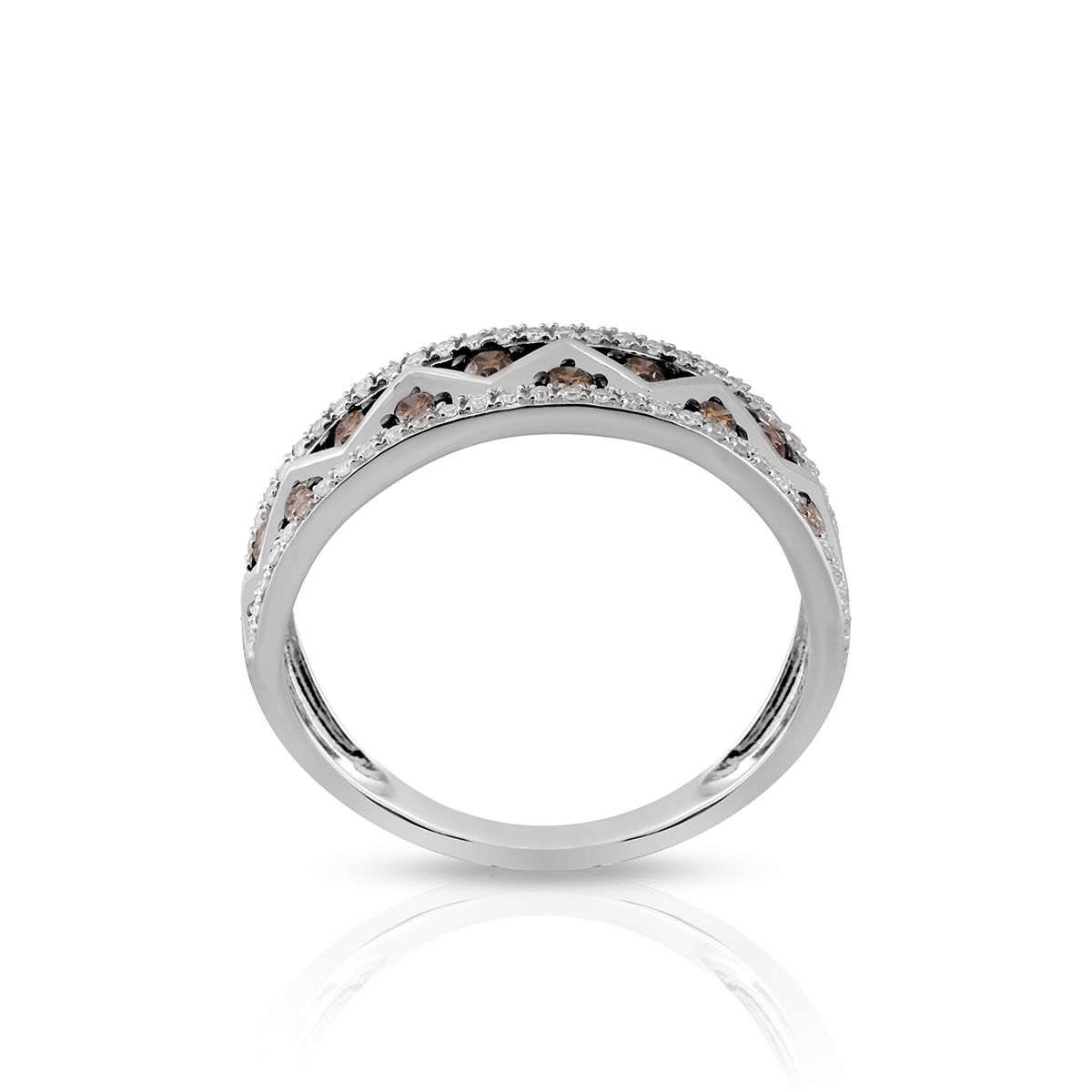 Pierścionek białe złoto z brązowymi brylantami