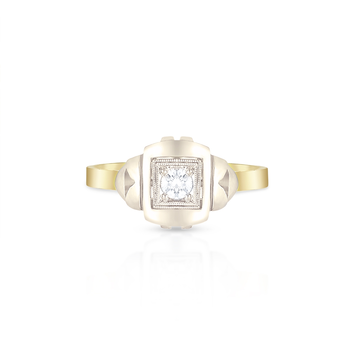 Pierścionek złoty bicolor z brylantem