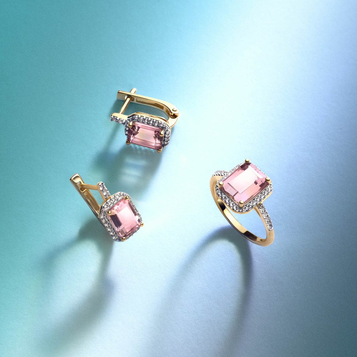 Kolczyki złote z ametrynem