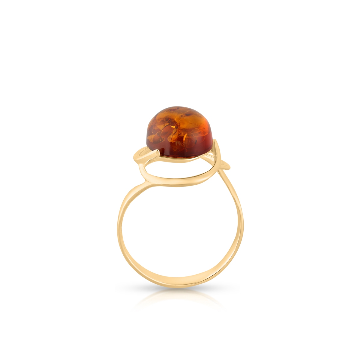 Pierścionek złoty z bursztynem