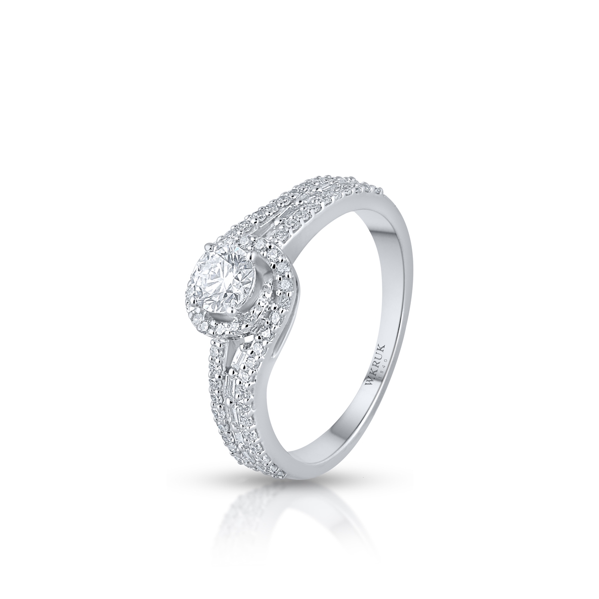 Pierścionek białe złoto z diamentami