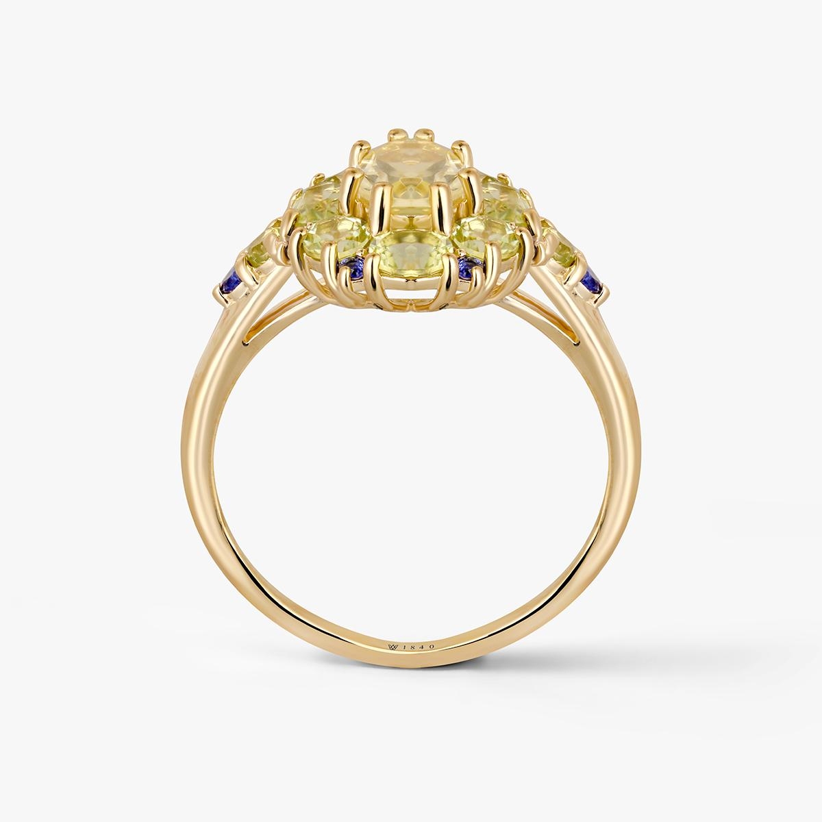 Pierścionek srebrny z oliwinami Szekspirowska