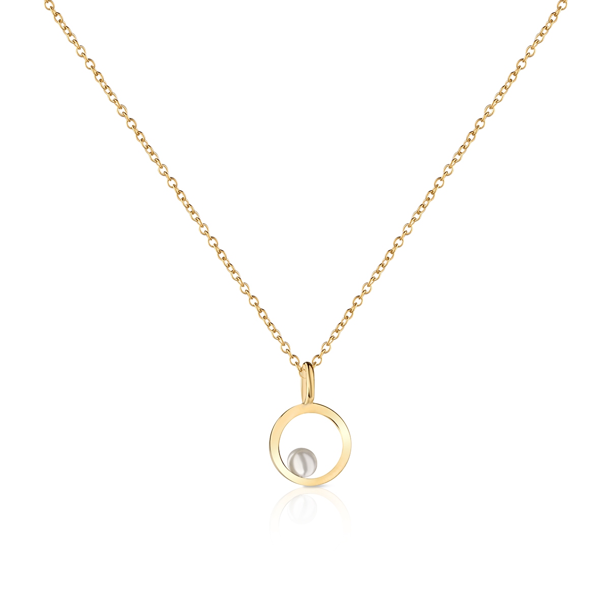 Naszyjnik srebrny okrąg z perłą