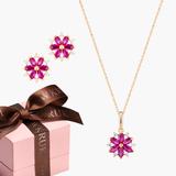 KOMPLET RUBINOWY KWIAT