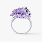 Pierścionek srebrny Kwiaty Nocy Fioletowy Bez
