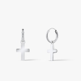 Kolczyki srebrne kółka z krzyżykiem