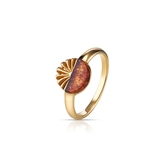 Pierścionek złocony z bursztynem