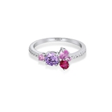 Pierścionek srebrny z kolorowymi kamieniami Mozaika